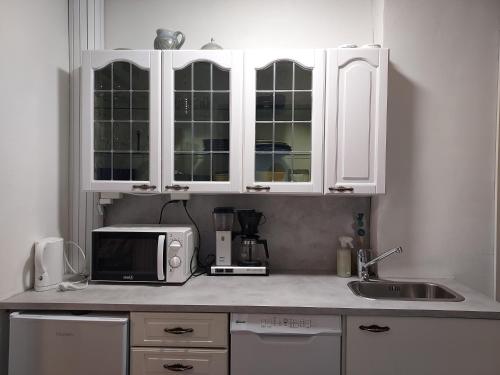 NakkilaにあるApartment Garage, Tallitaloのキッチン(電子レンジ、シンク付)