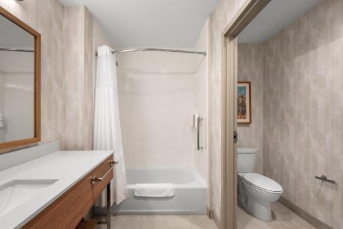 ポート・クリントンにあるHampton Inn & Suites By Hilton Port Clinton Catawba Islandの浴槽、トイレ、洗面台を備えたバスルーム