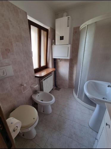 a bathroom with a sink and a toilet and a shower at Le 4 oche in Bastia