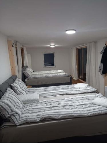 a room with two large beds in a room at Pablo's place in Rezine