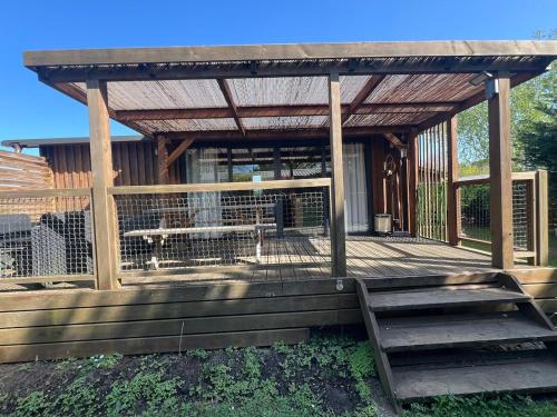 Ein Balkon oder eine Terrasse in der Unterkunft 508 Mobilhome tout confort