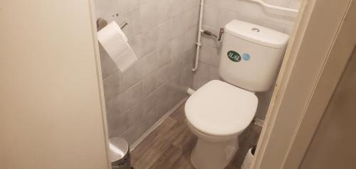 a small bathroom with a white toilet in a room at Assurez votre séjour à 69 Lyon in Pierre-Bénite
