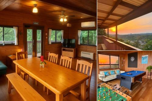 a dining room and living room of a tiny house at Casablanca Sea View House Pet OK Billiards Motobu in Motobu