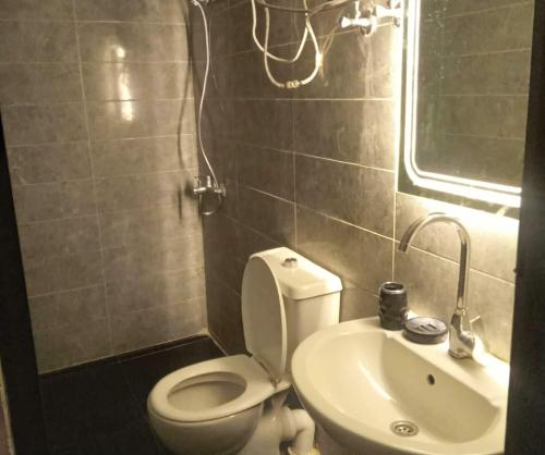 a small bathroom with a toilet and a sink at Ivy hotel in Alexandria