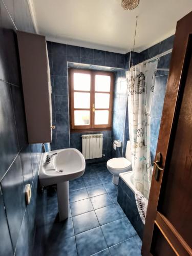 a bathroom with a sink and a toilet at GURE TXOKO Casa Rural in Odériz