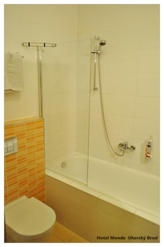 Koupelna v ubytování Hotel Monde