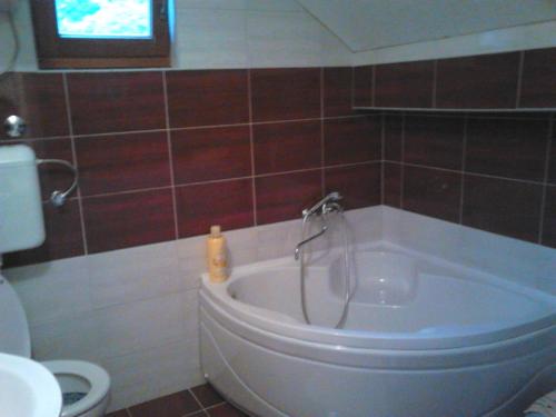 a bathroom with a tub with a sink and a toilet at Guesthouse Ema in Banja Luka