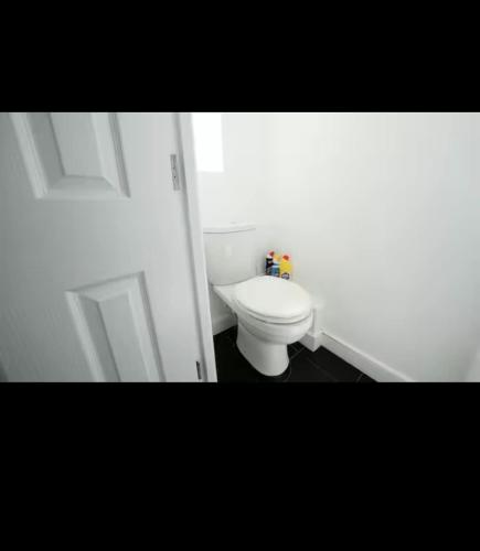 a bathroom with a white toilet in a room at Cosy 2 bed in the heart of Greenwich in London