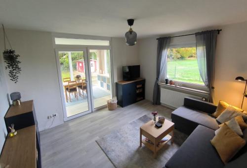 Χώρος καθιστικού στο Ferienwohnung Waldgeflüster