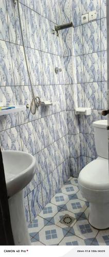 a bathroom with a toilet and a sink at Euro Modern Studios Nkoabang-Yaounde in Yaoundé