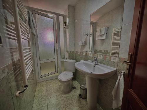 a bathroom with a toilet and a sink at Family Hotel at Renaissance Square in Plovdiv