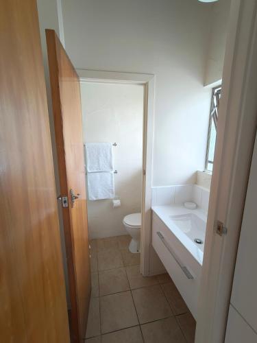 a bathroom with a white toilet and a sink at Aladdin Motel in Auckland