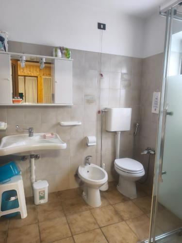 a bathroom with a toilet and a sink at Residence Delapierre in Gressoney-Saint-Jean