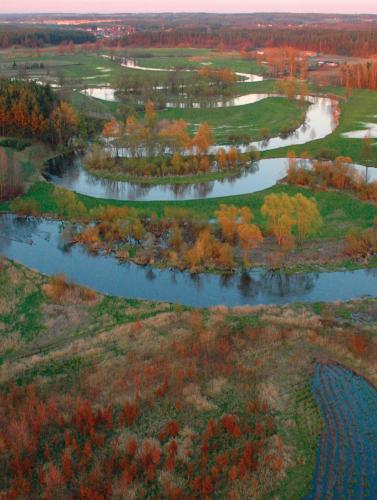 an aerial view of two rivers in a field at Hotel Vabank in Golub-Dobrzyń