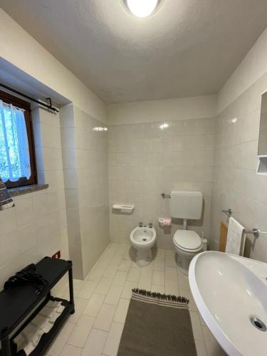 a bathroom with a toilet and a sink at Appartamento Blu - Cerise in Cerise