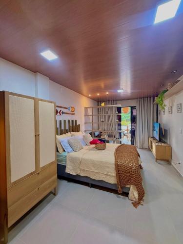 Postel nebo postele na pokoji v ubytování Flat StudioMar - beira mar até 4 p - pé na areia