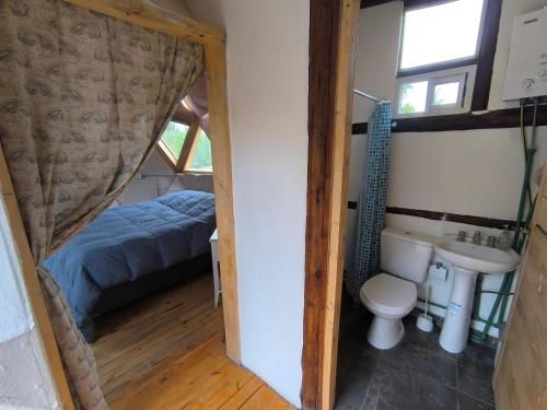 Domos Andinos HostCamp في بوتريريلوس: حمام مع مرحاض ومغسلة في الغرفة