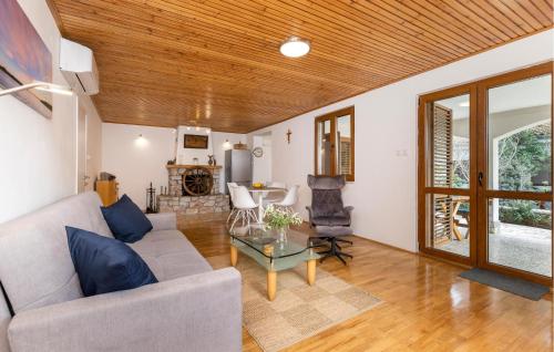 a living room with a couch and a table at Stunning Apartment In Mali Losinj With Wifi in Cunski