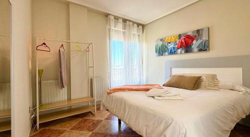 ein Schlafzimmer mit einem Bett und einem Fenster in der Unterkunft CÓMODO alojamiento en Alba de Tormes in Alba de Tormes