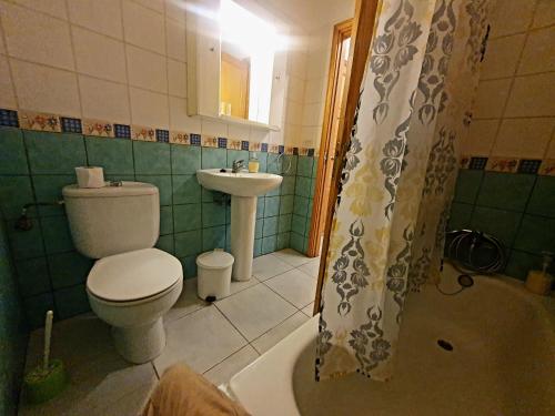 a bathroom with a toilet and a sink at Los Llanos Ocean view in Los Llanos de Aridane