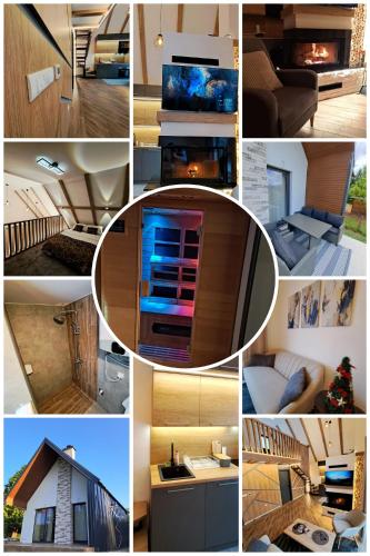 a collage of different pictures of a house at Holiday home in Pale