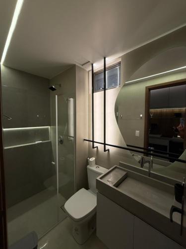 Koupelna v ubytování Ora beach residence, Porto de galinhas, vista parcial do mar