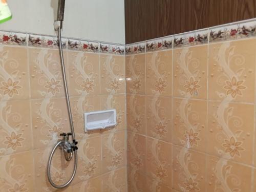 a shower in a bathroom with a soap holder at Den Bagus Bromo in Ngadisari