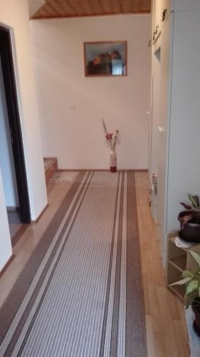 a hallway with a striped floor in a house at Guest House Adrijana in Seliste Dreznicko