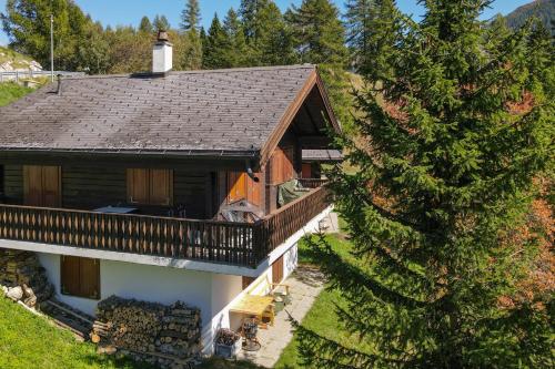 an aerial view of a house with a tree at Chalet Mon Reve in Blitzingen