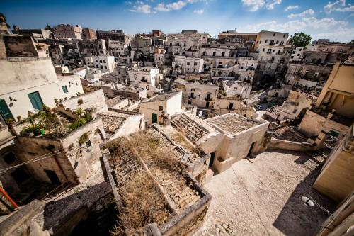 an aerial view of a city with buildings at La Casa di Ele in Matera