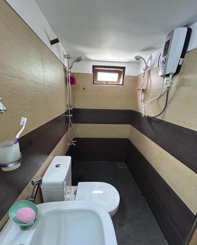 a small bathroom with a toilet and a sink at MJ Villa Ahangama in Ahangama