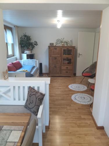 Postel nebo postele na pokoji v ubytování Garten-Wohnung