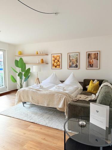 Giường trong phòng chung tại Apartmenthaus Gilden 7