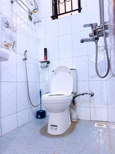 a bathroom with a toilet and a shower at Seil Apartment in Kampala