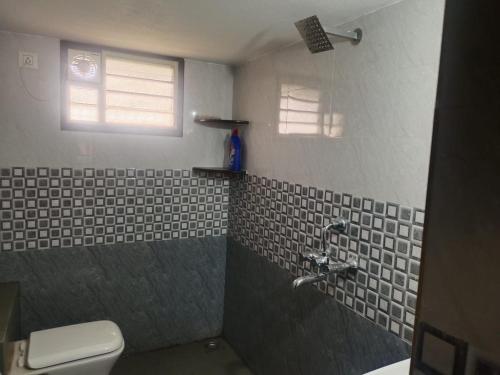 een badkamer met douche, toilet en wastafel bij White House Home Stay! in Kaup