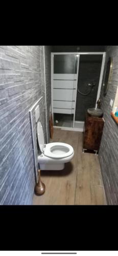 a bathroom with a toilet and a sink at Alloggio al Centro di Torgnon in Torgnon