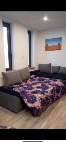 a bedroom with a large bed in a room at Alloggio al Centro di Torgnon in Torgnon