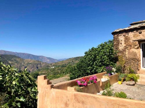 Ansicht eines Hauses mit Blumen an der Wand in der Unterkunft Rural House, heated pool & steam room, Casa Aloe. in Atalbéitar