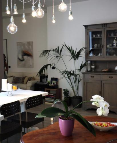 a living room with a table with a plant on it at B&B Casa Trucchi in Ventimiglia