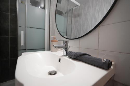 ルマンにあるAppartement hyper centre villeのバスルーム(鏡付きの洗面台付)
