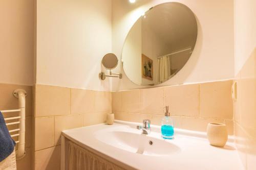 a bathroom with a sink and a mirror at Le Mas Du Loup in Moustiers-Sainte-Marie