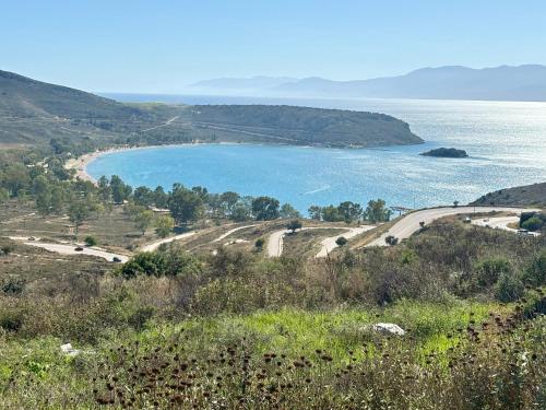 a view of the ocean from a hill at Finca Nafplio Hills, spectacular sea view in Nafplio