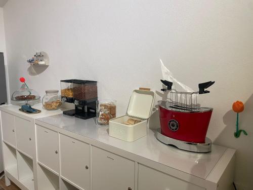 a kitchen counter with food items on it at L'Una Dimora in Certaldo