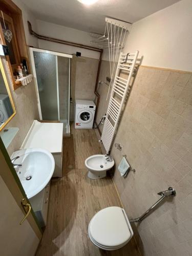 a bathroom with a toilet and a sink at Casa Gabry by Sunhome Fiemme in Varena