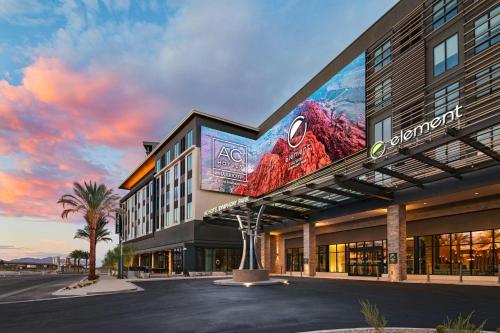 a building with a large billboard on the side of it at AC Hotel Las Vegas Symphony Park in Las Vegas