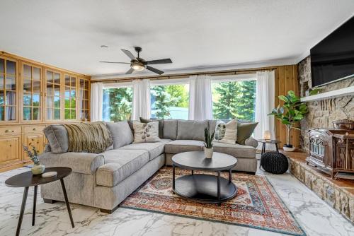 a living room with a couch and a fireplace at 4925 Pike in Cascade-Chipita Park