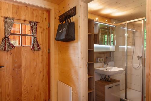 a bathroom with a sink and a shower at Chalet87 in Berwang