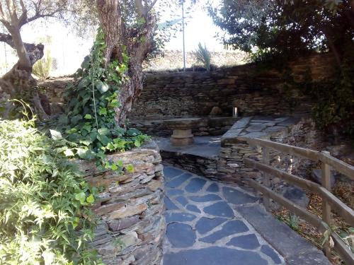 a stone wall with ivy growing on it at Hotel Conventual de Alcántara in Alcántara
