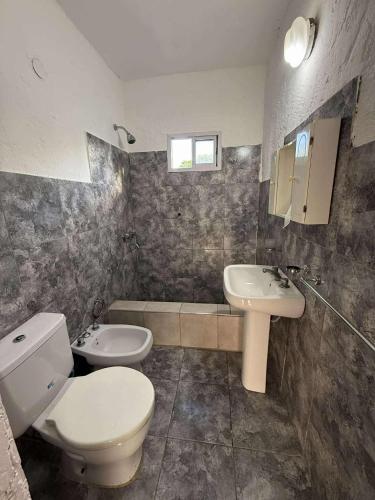 a bathroom with a toilet and a sink at Depto Santa Cruz in Villa Santa Cruz del Lago