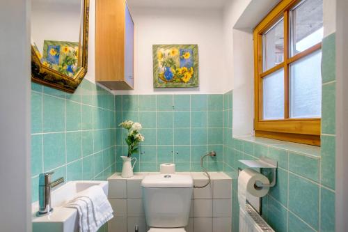 a bathroom with a toilet and a sink at Haus Maria in Laufen